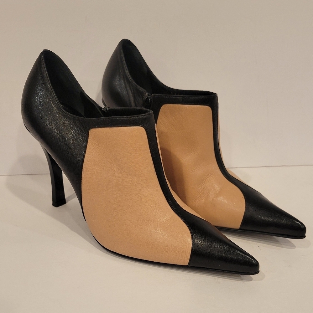 Casadei Heeled Booties, Black and Beige, size 7B Made in Italy.
